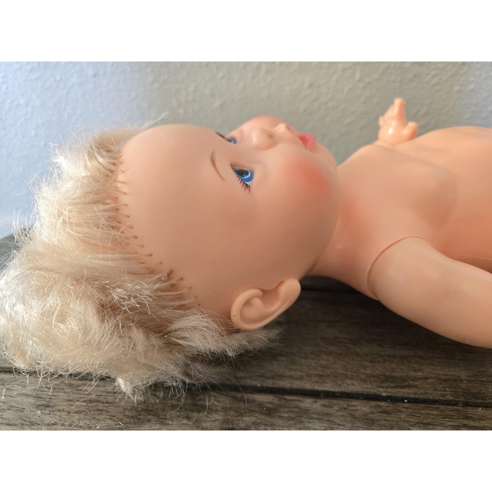 Vintage 1973 Ideal Rub A Dub Dolly 16" Baby doll Rooted Blonde Hair Blue Eyes - Picture 10 of 16
